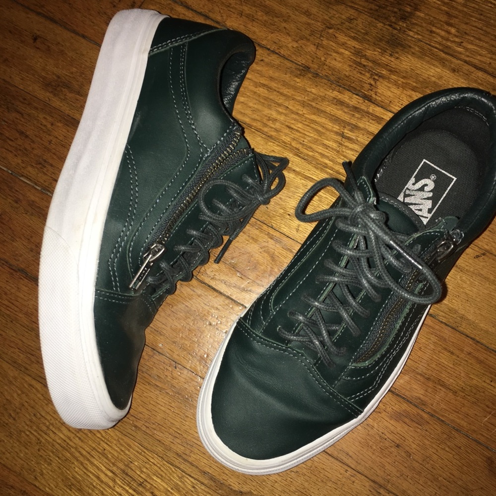 Green Leather Vans w/ Zipper